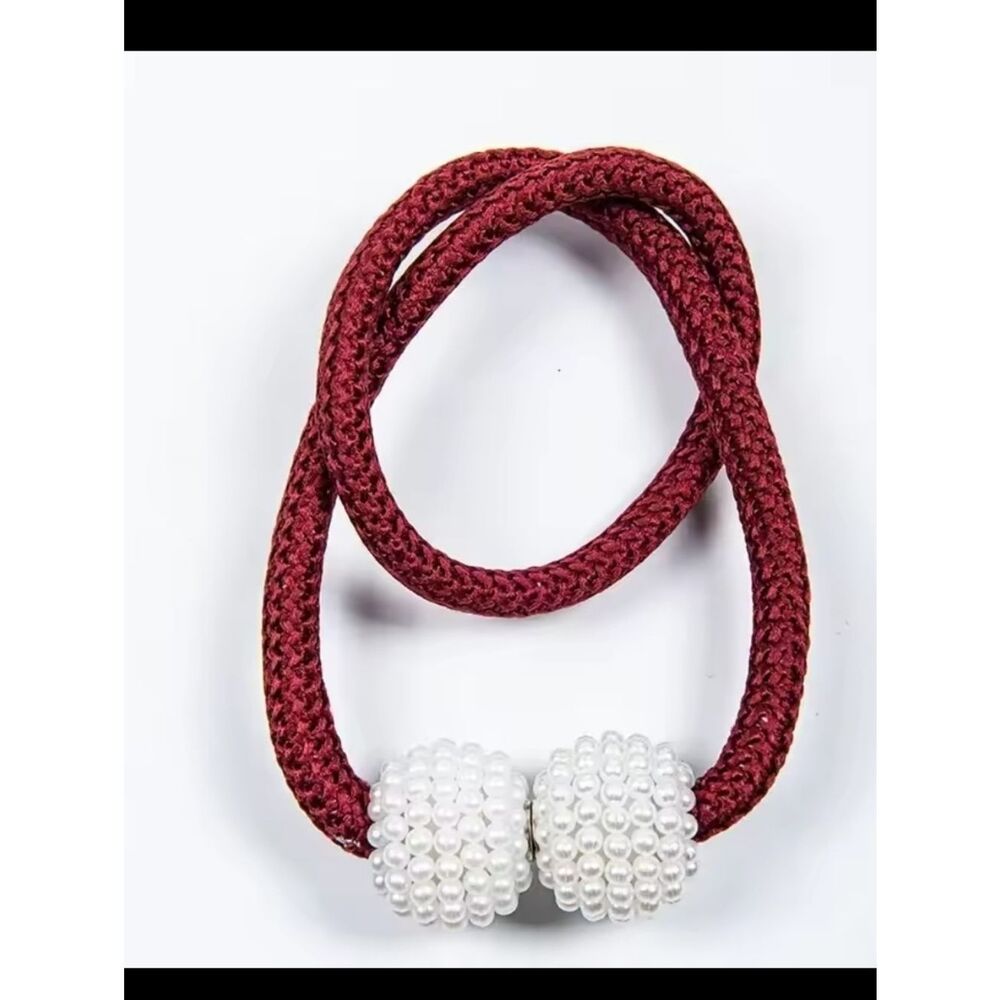 Premium 2PCS Magnetic Curtain Tiebacks Convenient Drape Tie Red